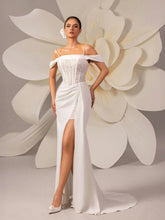 Lace Insert High Slit Sexy Mermaid Wedding Dress